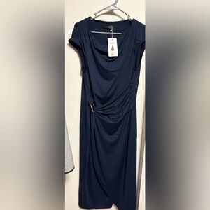 Sophisticated Navy Asymmetrical Dress